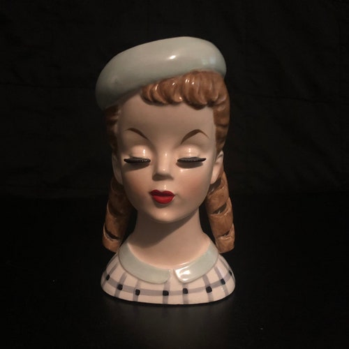 Rare Vintage Lefton Lady Head Vase 2251 Etsy