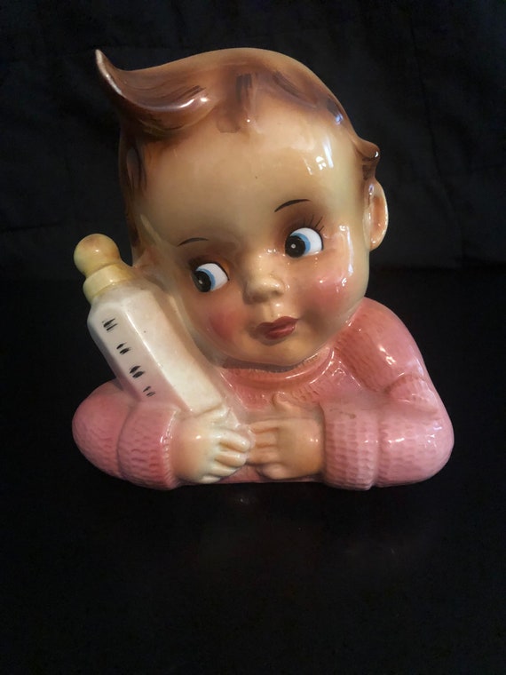 Vintage Relpo 313A Baby Head Vase Etsy