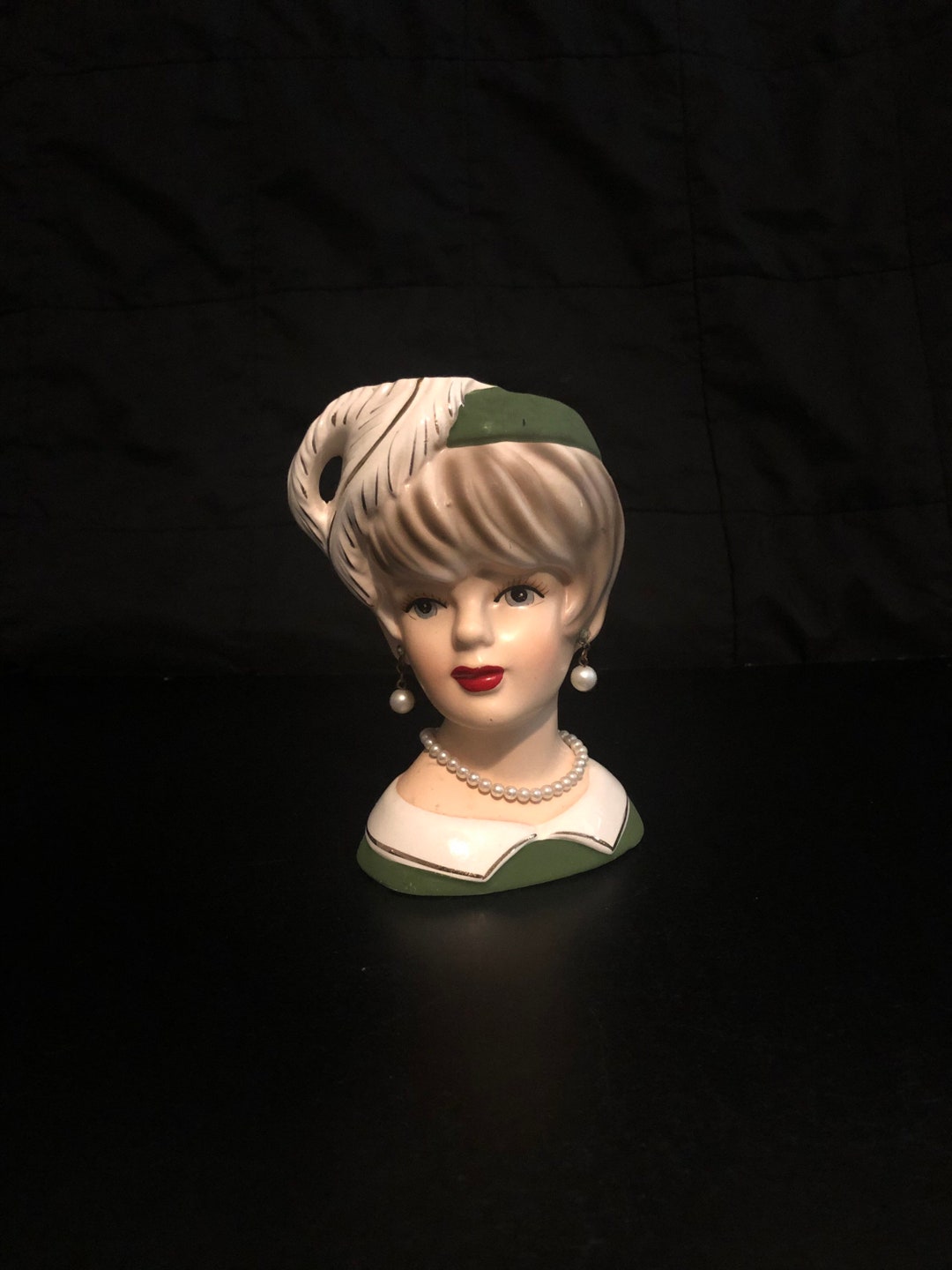 Vintage Relpo K1661 fancy Hats Lady Head Vase Feather Plume Etsy Canada