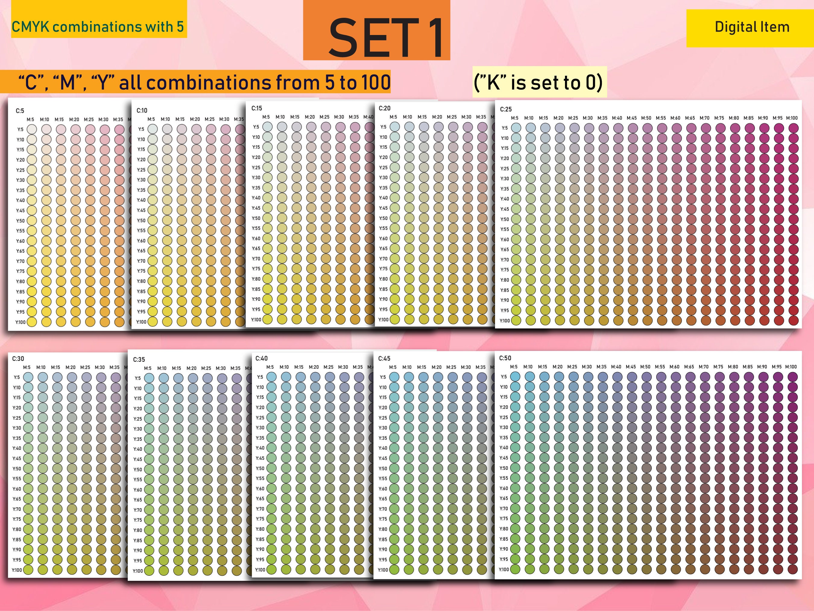 CMYK Combinations CMYK Sets CMYK Color Tables - Etsy