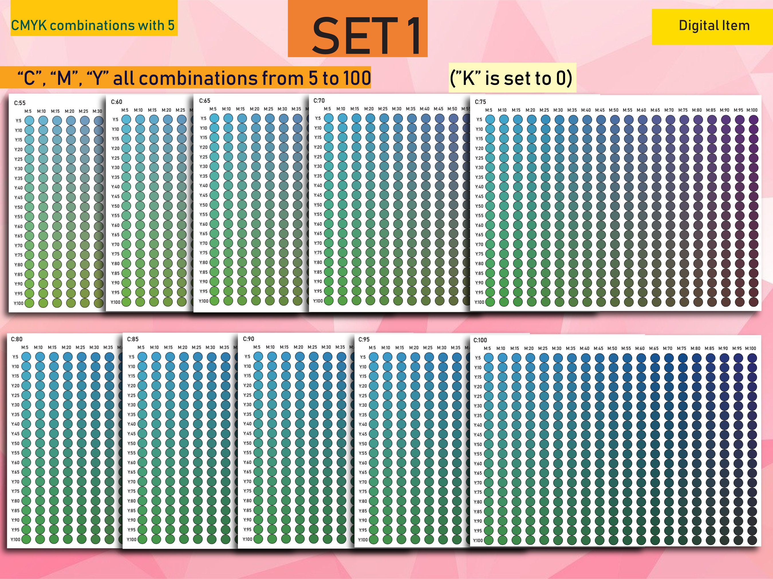 CMYK Combinations CMYK Sets CMYK Color Tables - Etsy