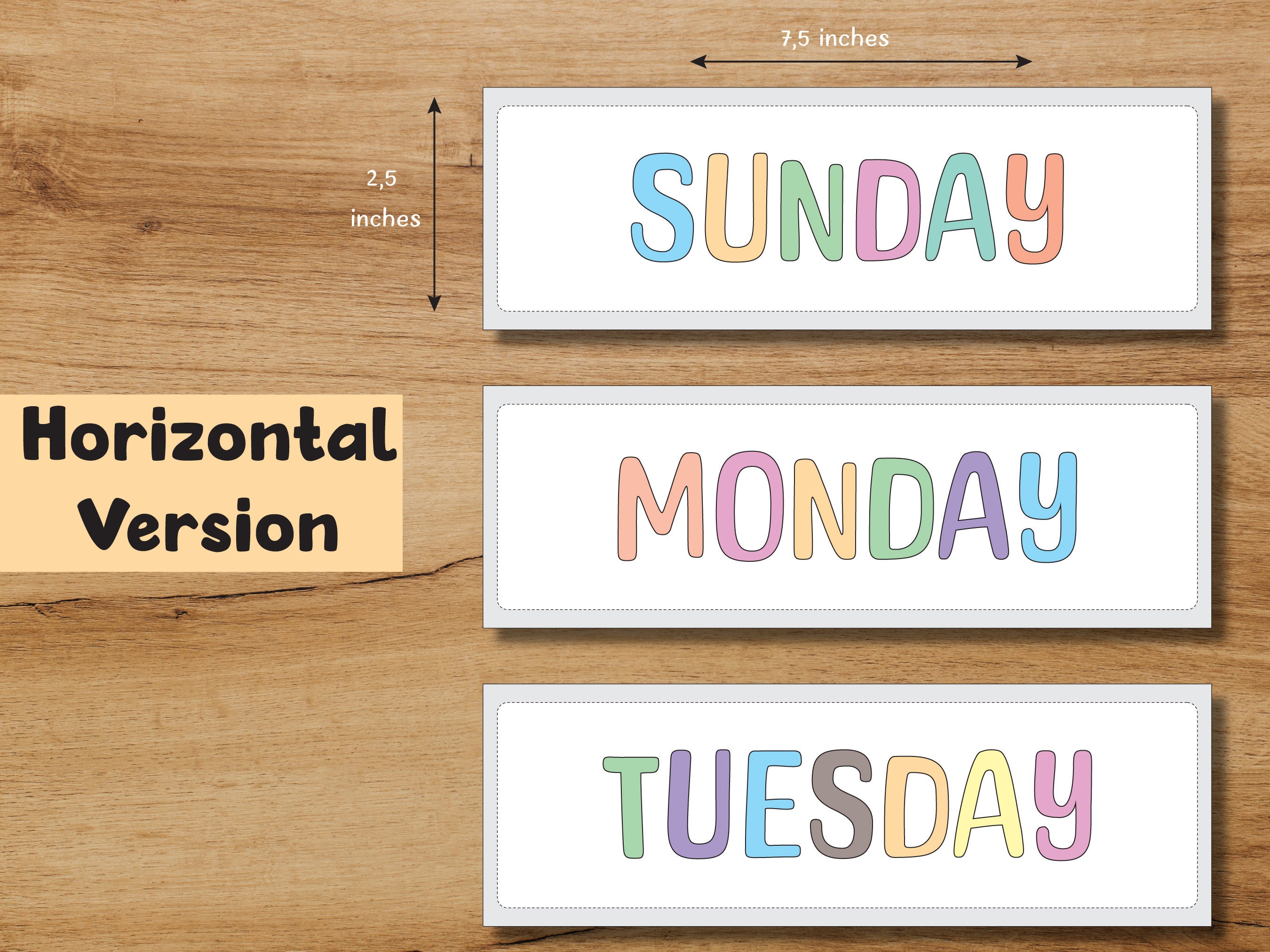 Days of the Week Printable Cards Day Names Prints for Kids - Etsy