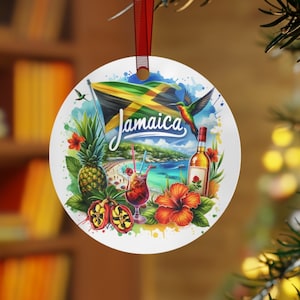Jamaican Ornament Jamaica Christmas Ornament Jamaica Christmas Gift Jamaica Keepsake Jamaica Wedding Favors Metal Ornaments Gift for Her Him