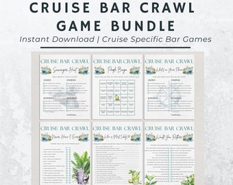 Zestaw gier Cruise Bar Crawl Urodziny Statek wycieczkowy Gry do picia Gry do druku Gry do polowania na śmieci Gry na statku wycieczkowym Bingo na statku wycieczkowym Bar Hopping
