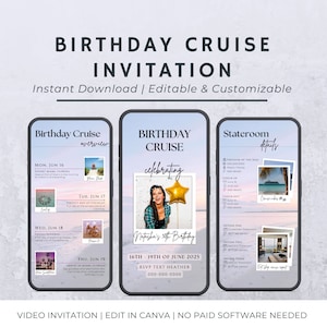 Birthday Cruise Invitation Customizable Birthday Cruise Invite Nautical Birthday Invitation Minimalist Modern Birthday Cruise Itinerary