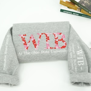 Sudadera con letras florales bordadas para la universidad / Sudadera con letras florales bordadas para hermandad / Regalo de graduación personalizado para familiares y amigos