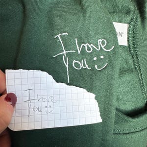 Custom Your Handwriting Embroidered Sweatshirt, Embroider Couple Message Shirt, Couple Matching Hoodie, Personalized Gift For Dad and Mom