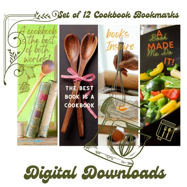 Cooking themed Cookbook Bookmarks Digital Download