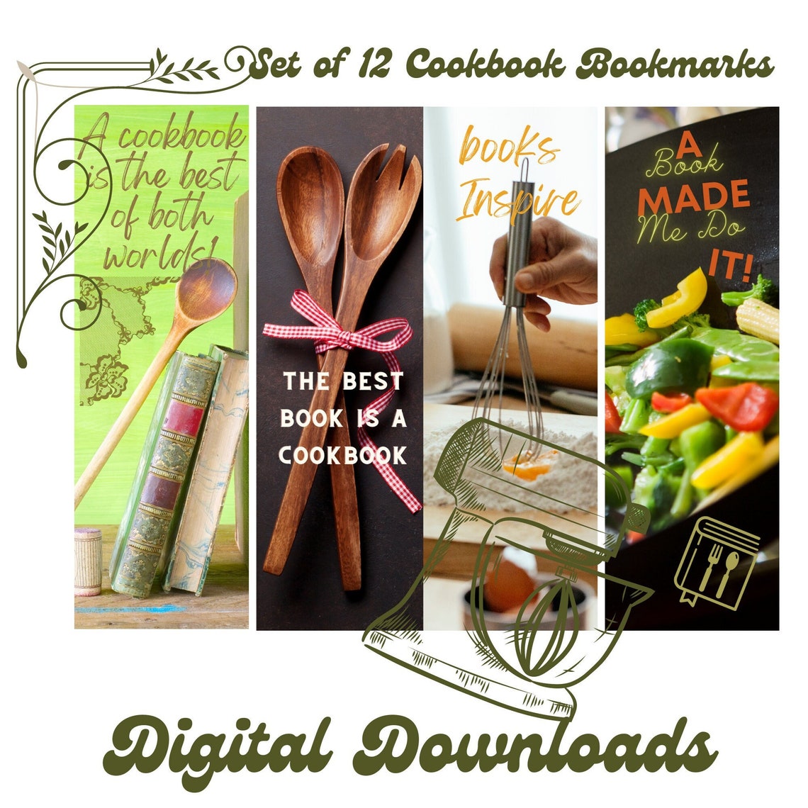 Cooking Themed Cookbook Bookmarks Digital Download - Etsy