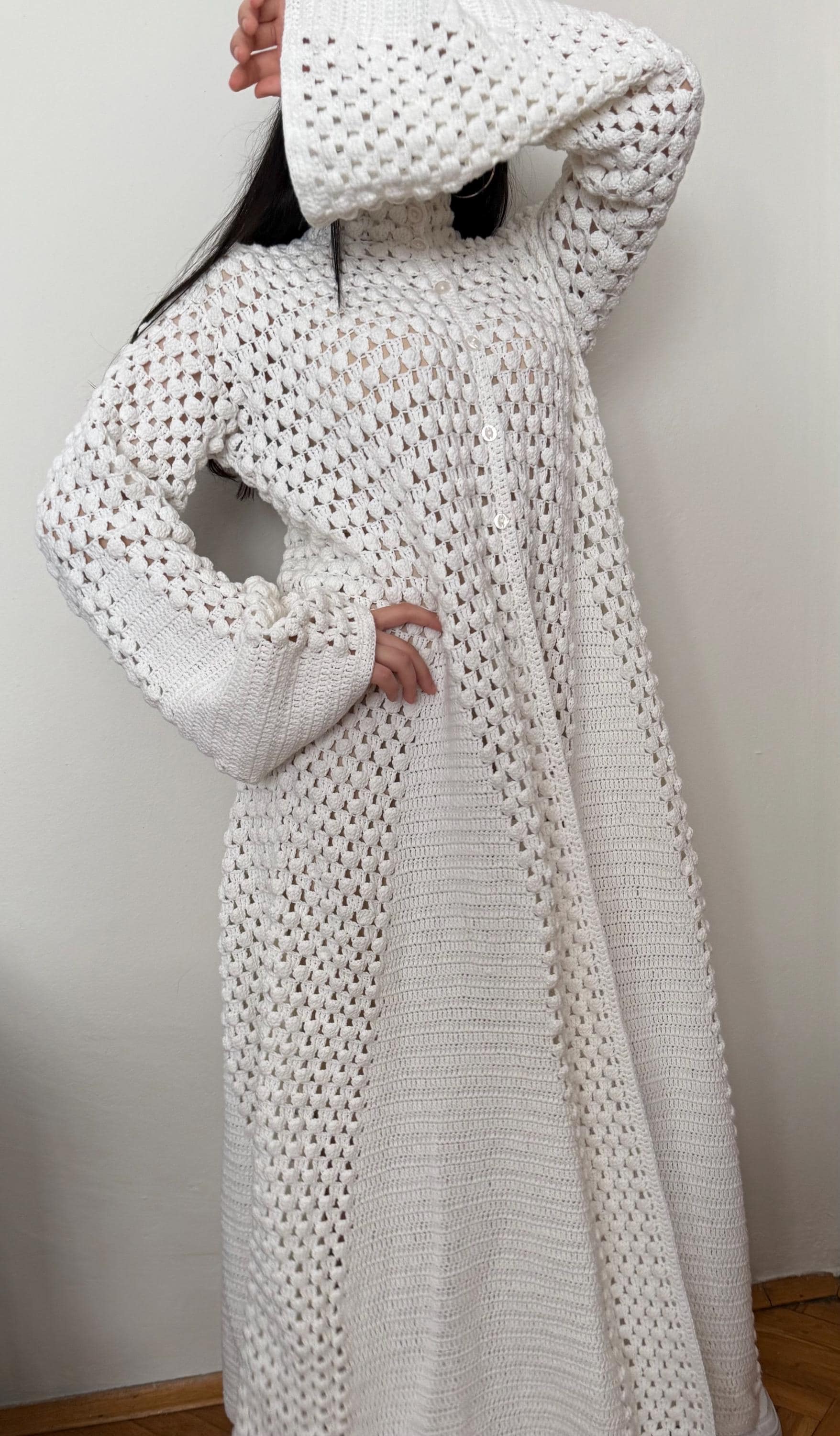 Crochet maxi coat España
