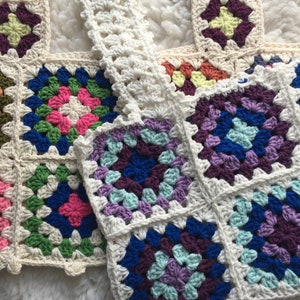 Handmade Summer Crochet Granny Square Top,Boho Chic Women&#39;s Crop Top,Granny Square Crop,Knit Beach Wear,Gift for Her,Gift for Girlfriend
