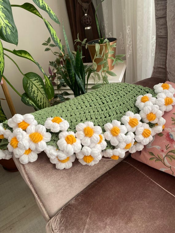 かぎ針編みブーケブランケット、ハンドメイド3Dひまわりブーケ、3D