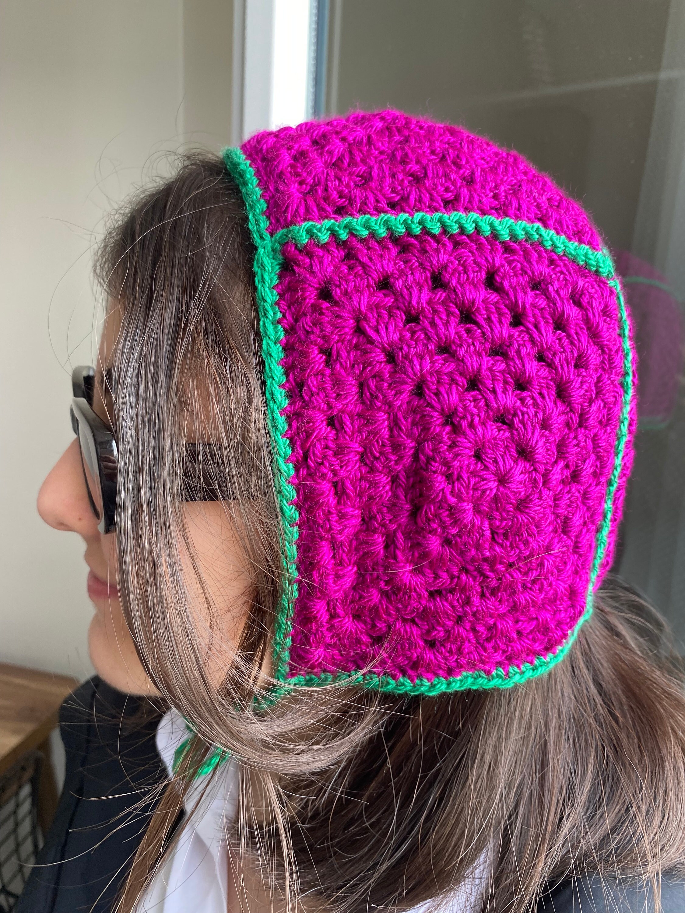 Crochet Granny Square Bonnet, Crochet Balaclava, Handmade Winter ...