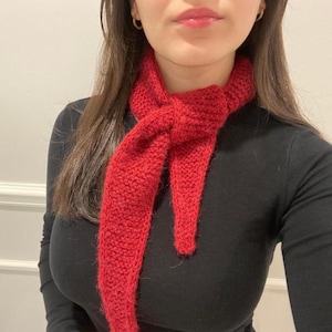 Sophie Scarf,Wool Knit Neck Scarf,Small Skinny Neckerchief,Warm Winter Accessories,Handknit Soft Scarves,Handmade Gift,Gift for Girlfriend