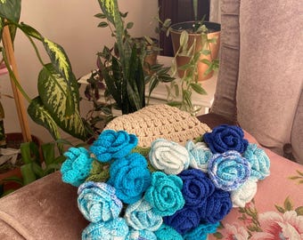 かぎ針編みのフラワーブーケブランケット、かぎ針編みのジャンボ3D