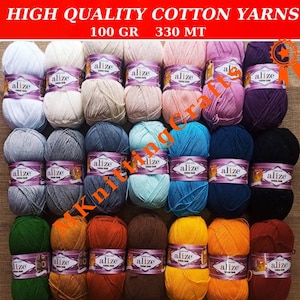 Alize Cotton Gold Yarn,Cotton Thread,Circulo Yarn,Amigurumi Yarn,Crochet Cotton Yarn, Knitting Cotton Yarn,Soft Cotton Yarn,10 Ball of yarn