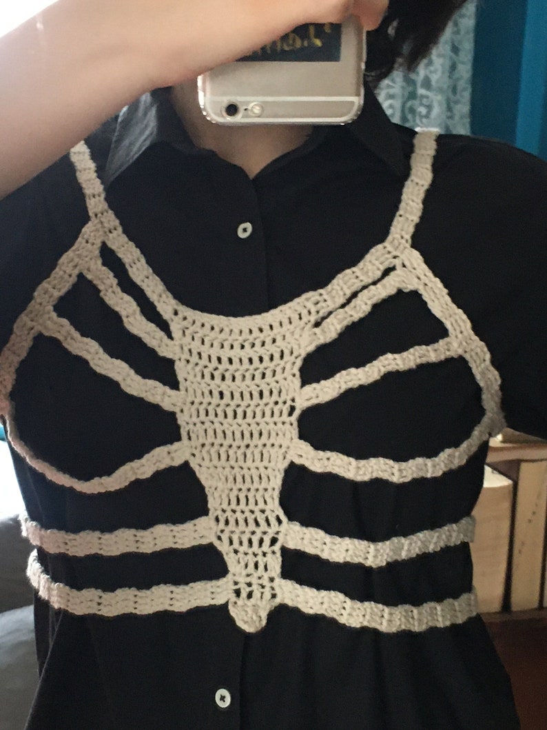 Crochet Skeleton Corset Crochet Halloween Skeleton Top Etsy
