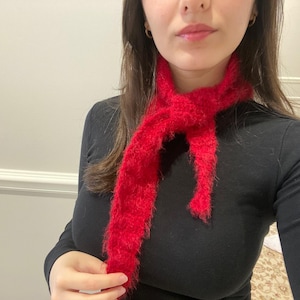 Sophie Scarf,Wool Knit Neck Scarf,Small Skinny Neckerchief,Warm Winter Accessories,Handknit Soft Scarves,Handmade Gift,Gift for Girlfriend