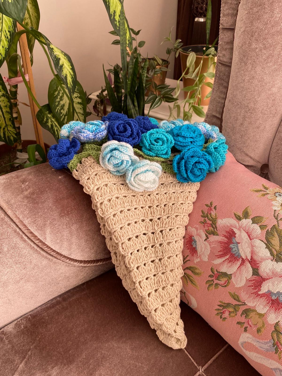 かぎ針編みのフラワーブーケブランケット、かぎ針編みのジャンボ3D