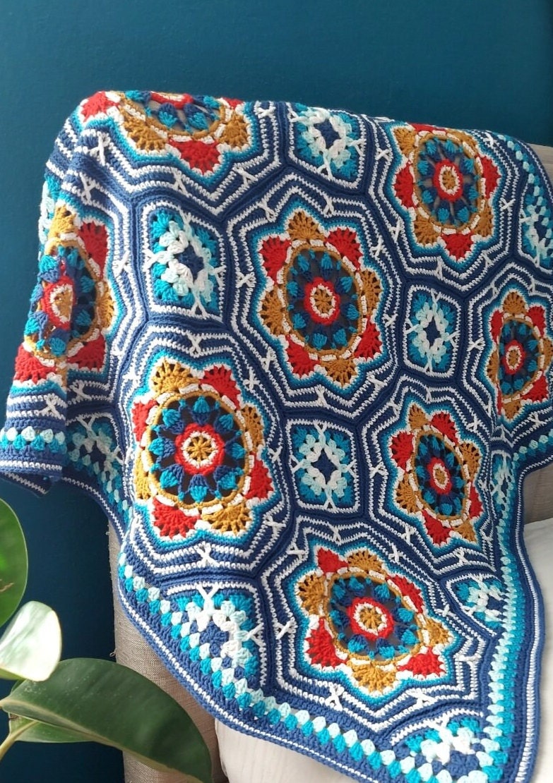 🧶【ペルシャ風タイルのモチーフ 正方形 1/2三角形 1/4三角形