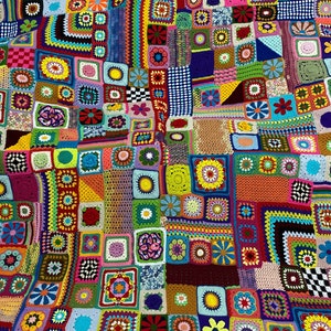 Crochet Granny Square Patchwork Blanket,Granny Square Multicolor Throw,Grandma Afghan,Crochet Bedspread,Flower Tv Blanket,Mother&#39;s Day Gift