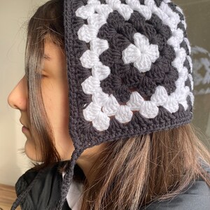 Crochet Granny Square Black and White Bonnet,colorful Balaclava ...