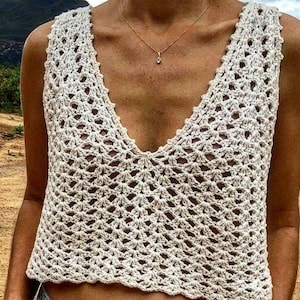 Handgefertigte Häkelarbeit weiße Spitze Top, häkeln Vintage Style Bluse, Stricken Cover Up, häkeln Sommer Strand Damen Top, Geschenk für Sie, Geschenk für Mama