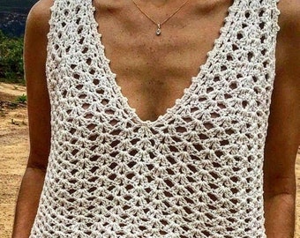 Handmade Crochet White Lace Top, Crochet Vintage Style Blouse,Knit Cover Up Top, Knit Crop Top