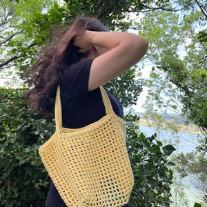Buttergelb Tasche, Gehäkelte Netztasche, Gehäkelte Geldbörse, Retro Tasche, Handgemachte Hippie Tasche,Stricktasche,Markttasche, Geschenk für Sie, Geschenk für Mama