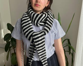 Sophie sjaal, handgemaakte wollen gestreepte Sophie sjaal, gebreide sjaal, lange wollen Sophie sjaal, gebreide halsdoek, unisex cadeausjaal