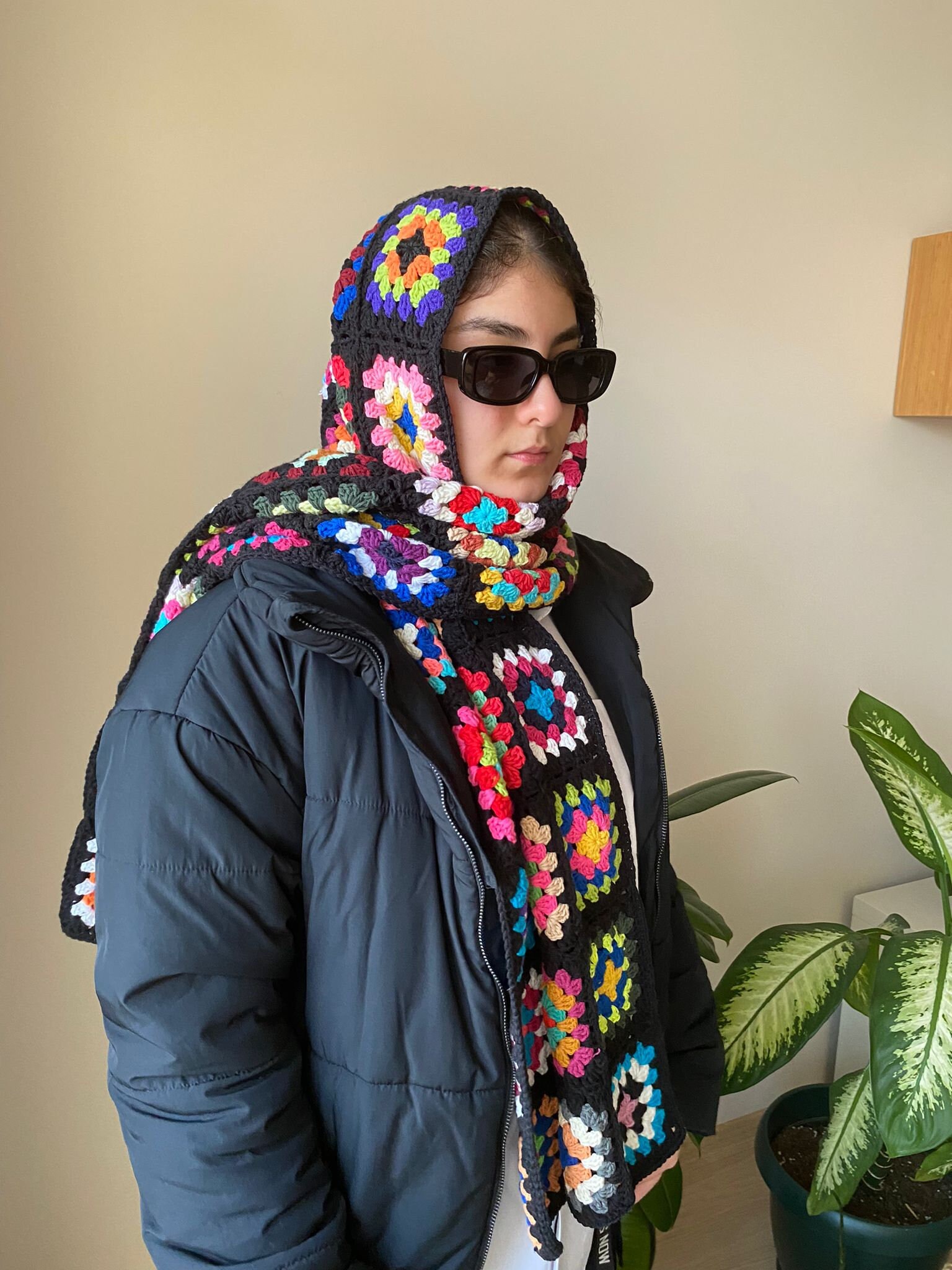 Crochet Granny Square Scarf,winter Accessories,handmade Knit Crochet Granny Square Scarf,winter Accessories,handmade Knit