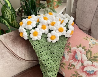 かぎ針編みブーケブランケット、ハンドメイド3Dひまわりブーケ、3D