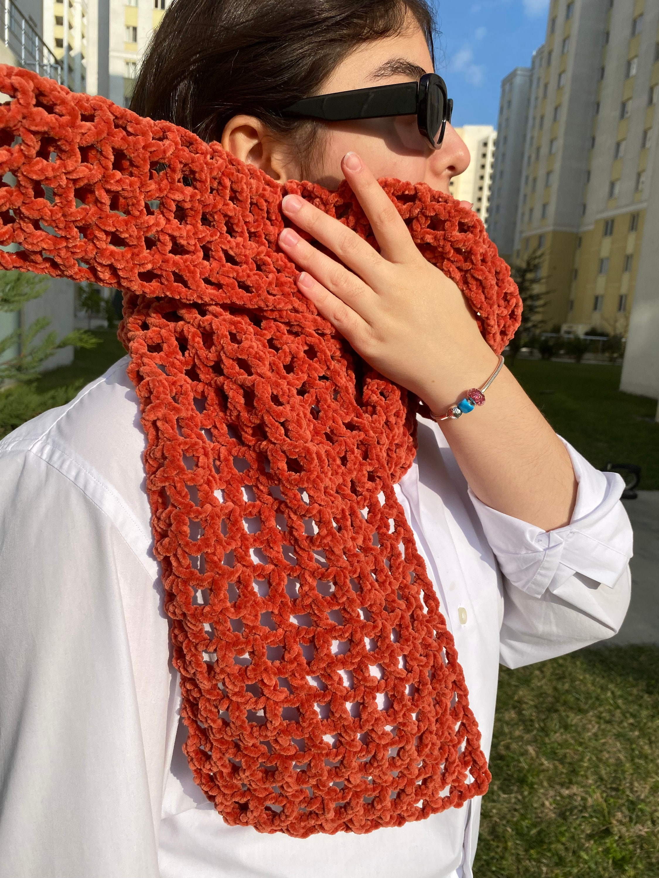 Elegant Scarf Crochet Pattern - Orange Blossom | HanJan Crochet