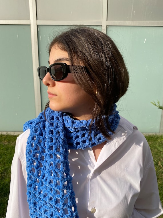 品質が完璧 Velvet Crochet Mesh Accessories Winter Stylish Scarf, Soft ストール・ショール