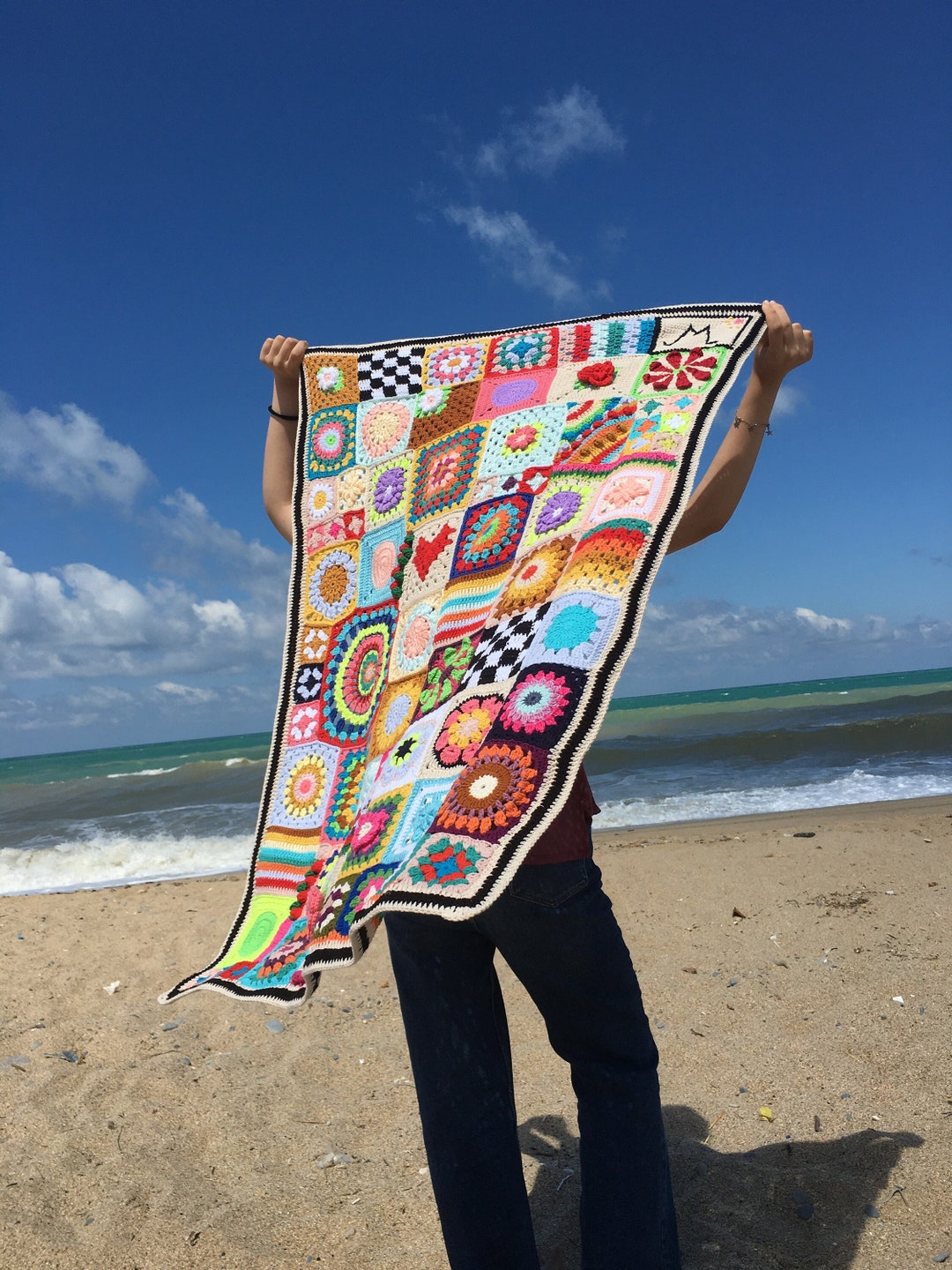 Crochet Patchwork Blanket,granny Square Flower Bedspread,custom