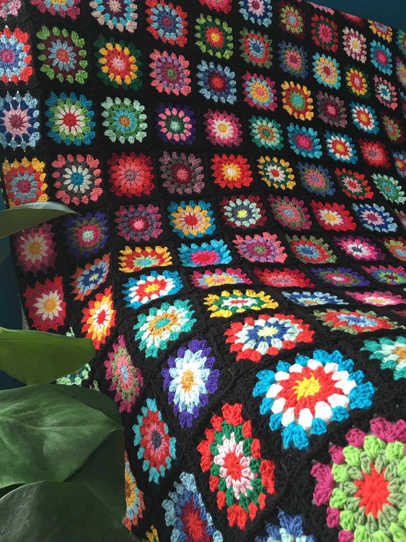 Crocheted Roseanne's Granny Square Afghan Blanket Etsy