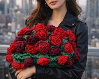 かぎ針編みのフラワーブーケブランケット、かぎ針編みのジャンボ3D