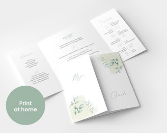 Hochzeitseinladung, MINT MAGIC, Eukalyptus, A6, Personalisiert, Print at home