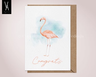 Congrats Flamingo Card