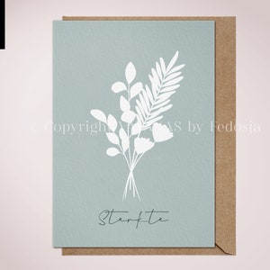 With sympathy floral contour card sterkte condoleance afbeelding 1