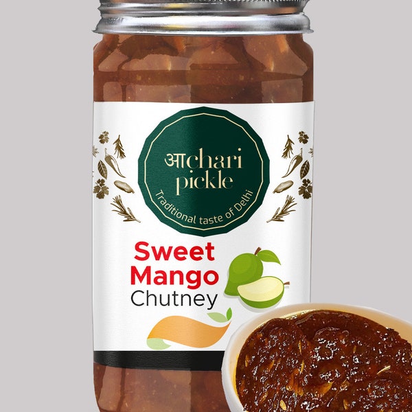Sweet Mango Chutney with jeera 400g khatta meetha Pickles Without Oil Mango jam/Preserve in Spices Indian dip - Mother’s Recipe | Organic