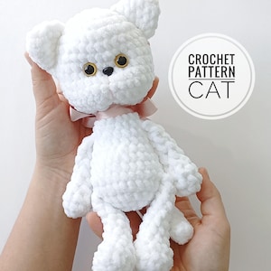 Schema all&#39;uncinetto per amigurumi di gatti: peluche di un gattino bianco (schema PDF)