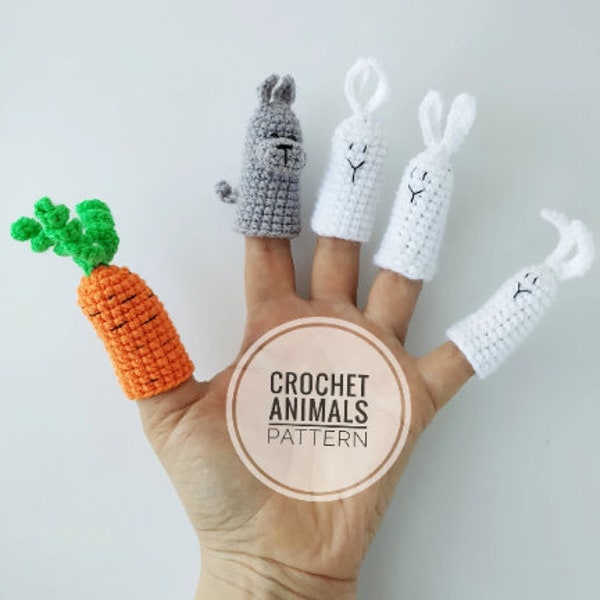 Finger Toys Crochet Pattern Finger Theater Bunny Animal Puppets Finger Toys Theatre Crochet Pattern Finger Puppets Amigurumi