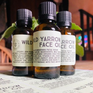 Wild Yarrow Face Serum Oil - Organic Skin Reawakening Facial Oil Serum with Wild Foraged Yarrow