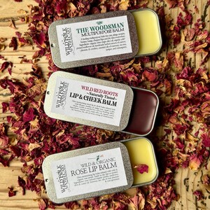 Organic Lip Balm Gift Set: Wild Rose, Wild Red Roots, The Woodsman image 2