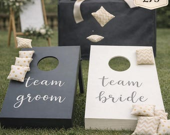 Team Bride vs Team Groom Mini Cornhole Game: Wedding Bean Bag Toss - Cornhole UK - free shipping - party game