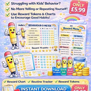Behavior Chart Reward System for Kids – Printable Bundle to Improve ...