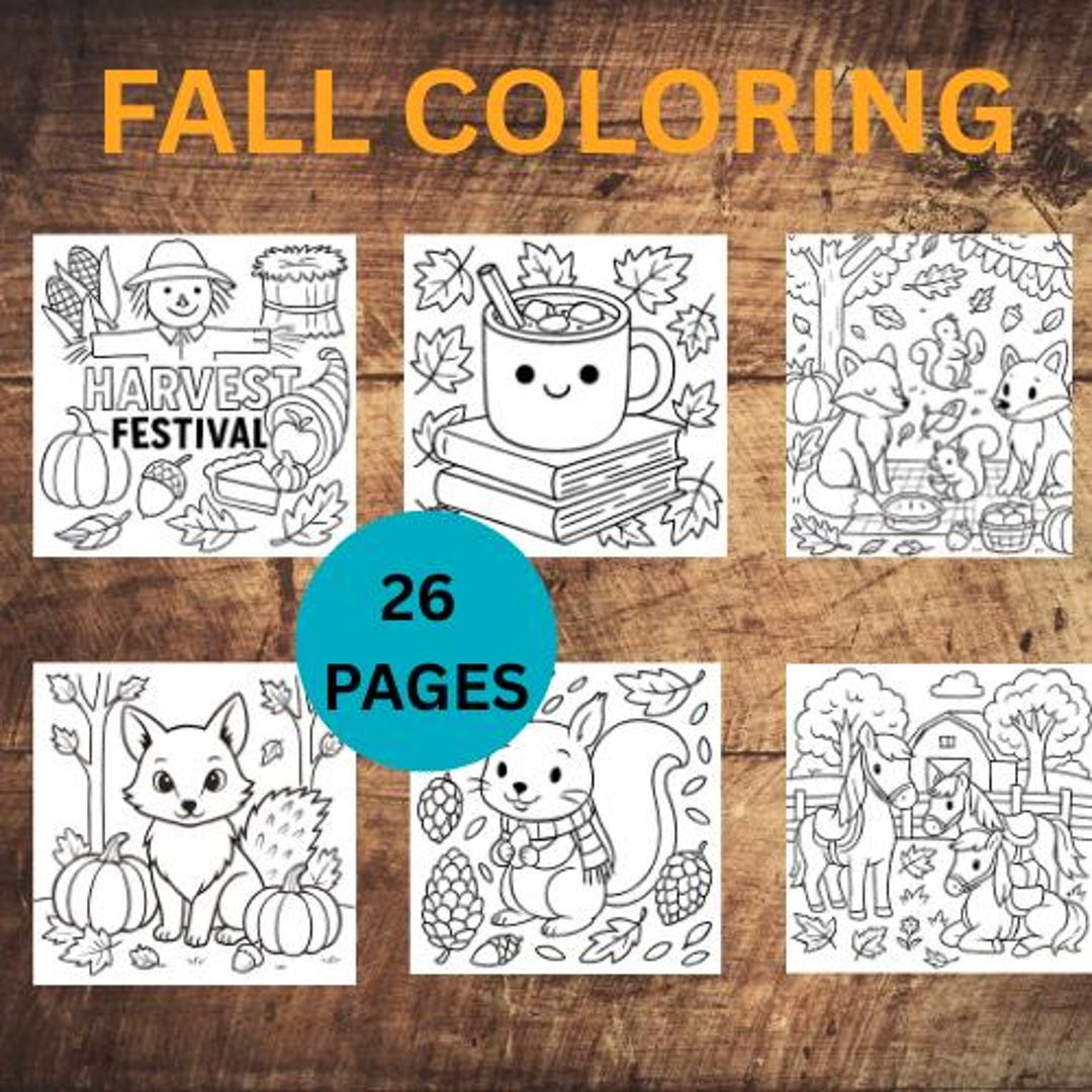 Fall Coloring Pages: 35 Autumn Activity Sheets (PDF Download) - Etsy