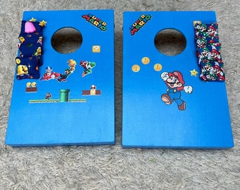 Mario bean bag toss - garden game - family fun - entertainment - wooden game - outdoor