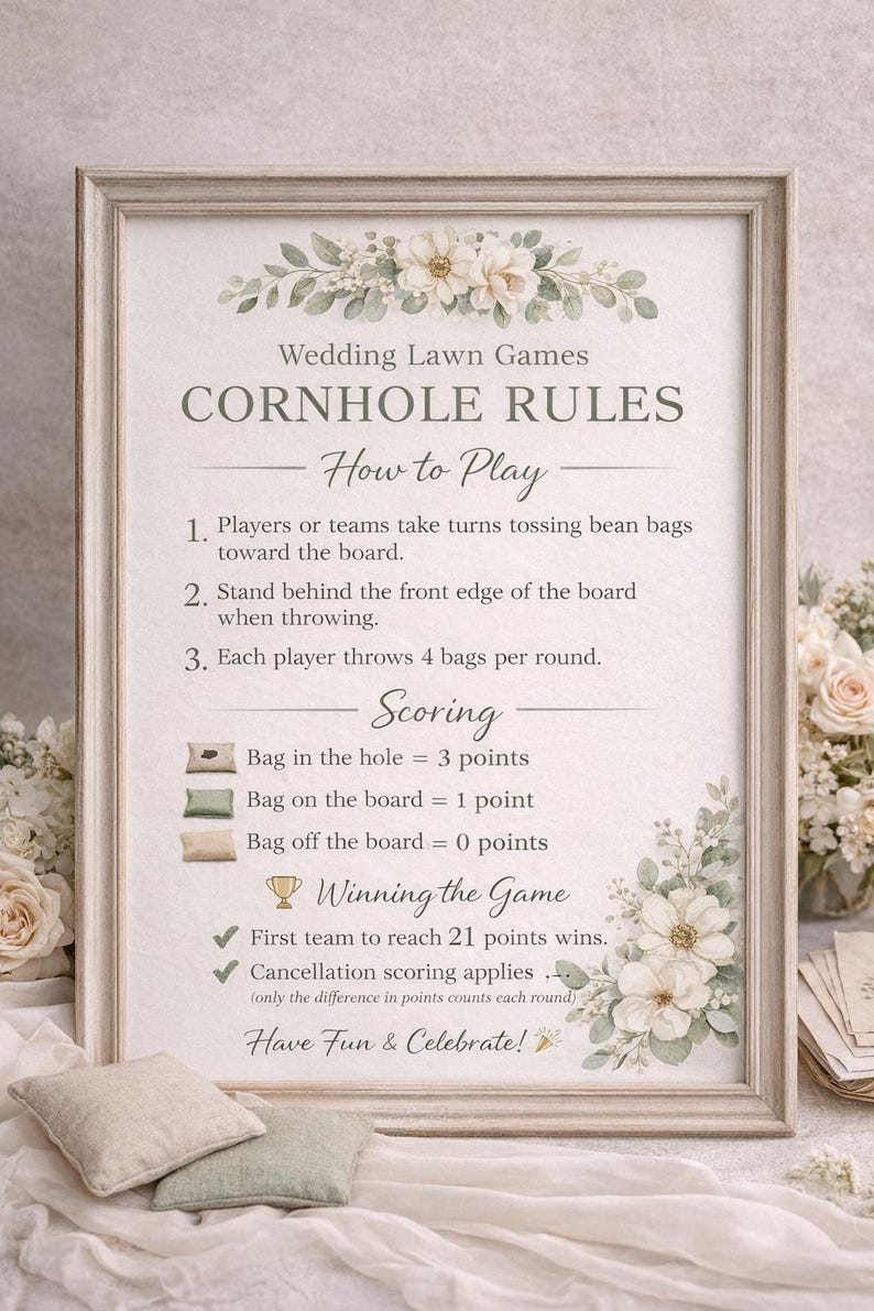 Cornhole Instructions.pdf Wedding Cornhole Rules Sign Printable, Wedding Lawn Games Sign, PDF ...